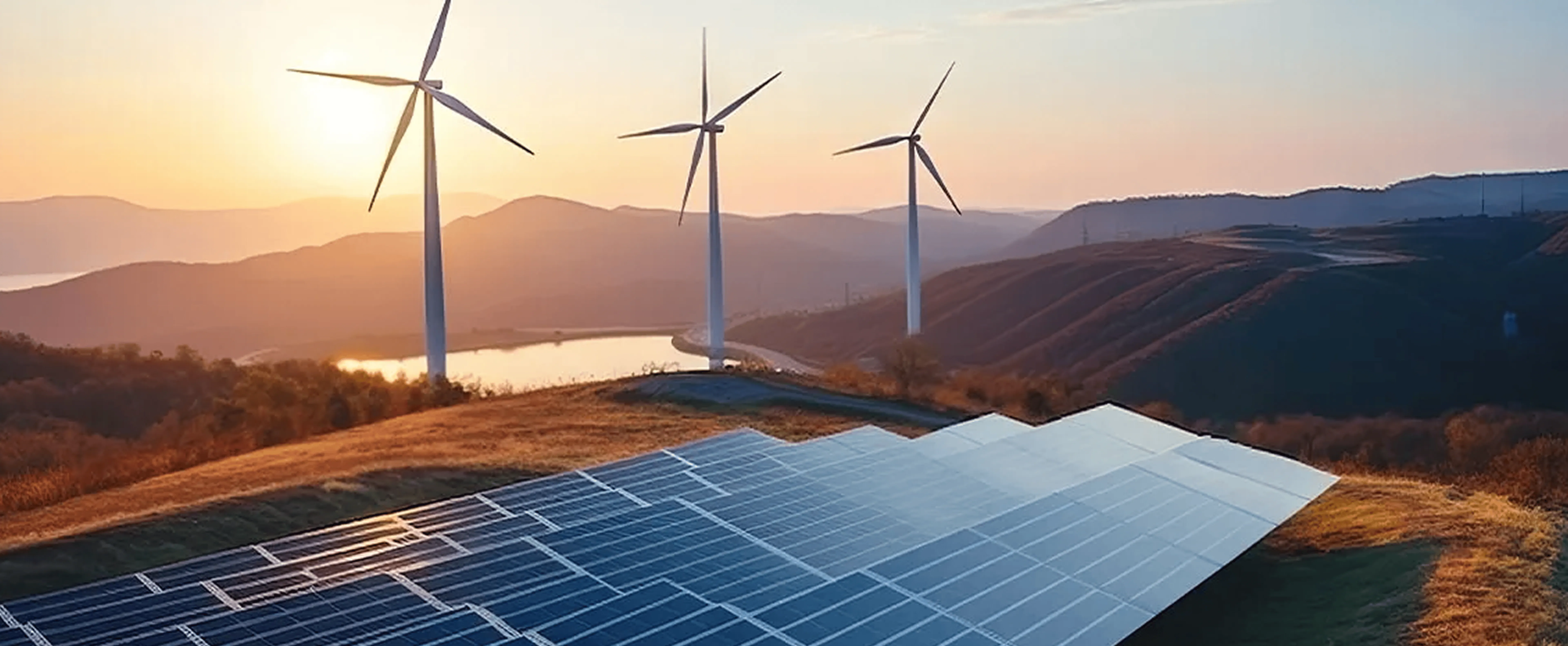 Wind turbines and solar panels
